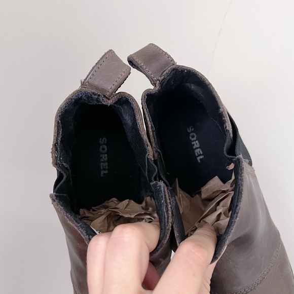 SOREL • Emelie chelsea boots Quarry grey taupe leather waterproof low ankle - Picture 7 of 12